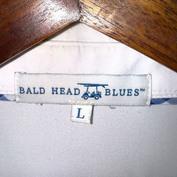 Bald Head Blues White Performance Golf Polo Shirt Size L - Picture 2 of 9